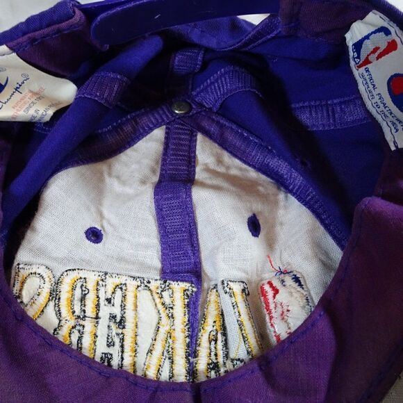 Vintage 90s Champions NBA Lakers Basketball Men Purple Adjustable Hat Cap - Picture 9 of 9